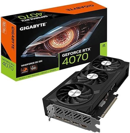 GIGABYTE Placa gráfica GeForce RTX 4070 WINDFORCE OC 12GB - 12GB DDRX6 21Gbps, PCI-E 4.0, DisplayPort 1.4, HDMI 2.1a, NVIDIA DLSS 3, Ada Lovelace Arch, GV-N4070WF3OC-12GD, preto, 930 g